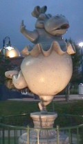 The hippo ballerina twirls gracefully while you play.
