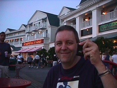 Rick proudly shows off his new vibrating beeper that will inform him when our table is ready!
